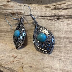 Turquoise and Silver Color New Dangle Earrings New for The Season